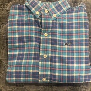 Vineyard Vines Kids Blue and Pink Plaid Shirt